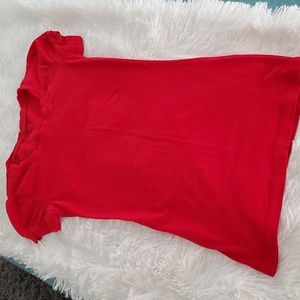 RED FITTED TEE WITH PUFF SLEEVE SMALL